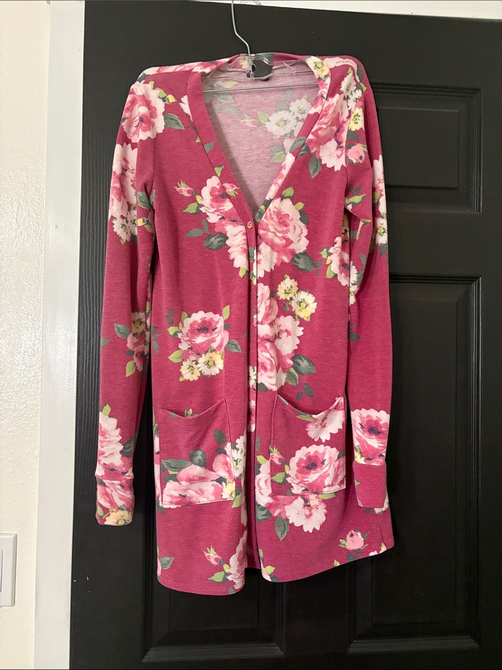 Agnes & Dora Floral Open Front Cardigan - Rose